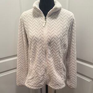 “SOLD” Free Country Cream Zip Up Jacket with Chevron Texture - Women’s Large
